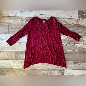 Maurices Top Burgundy Red Women’s XL Lace